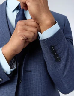 Anzugjacke mit Mikro-Karo-Performance-Slim-Fit-Optik