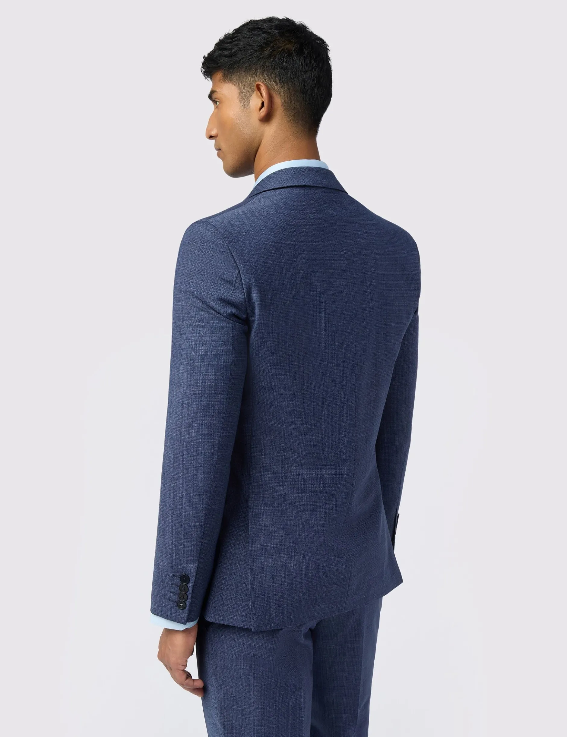 Anzugjacke mit Mikro-Karo-Performance-Slim-Fit-Optik