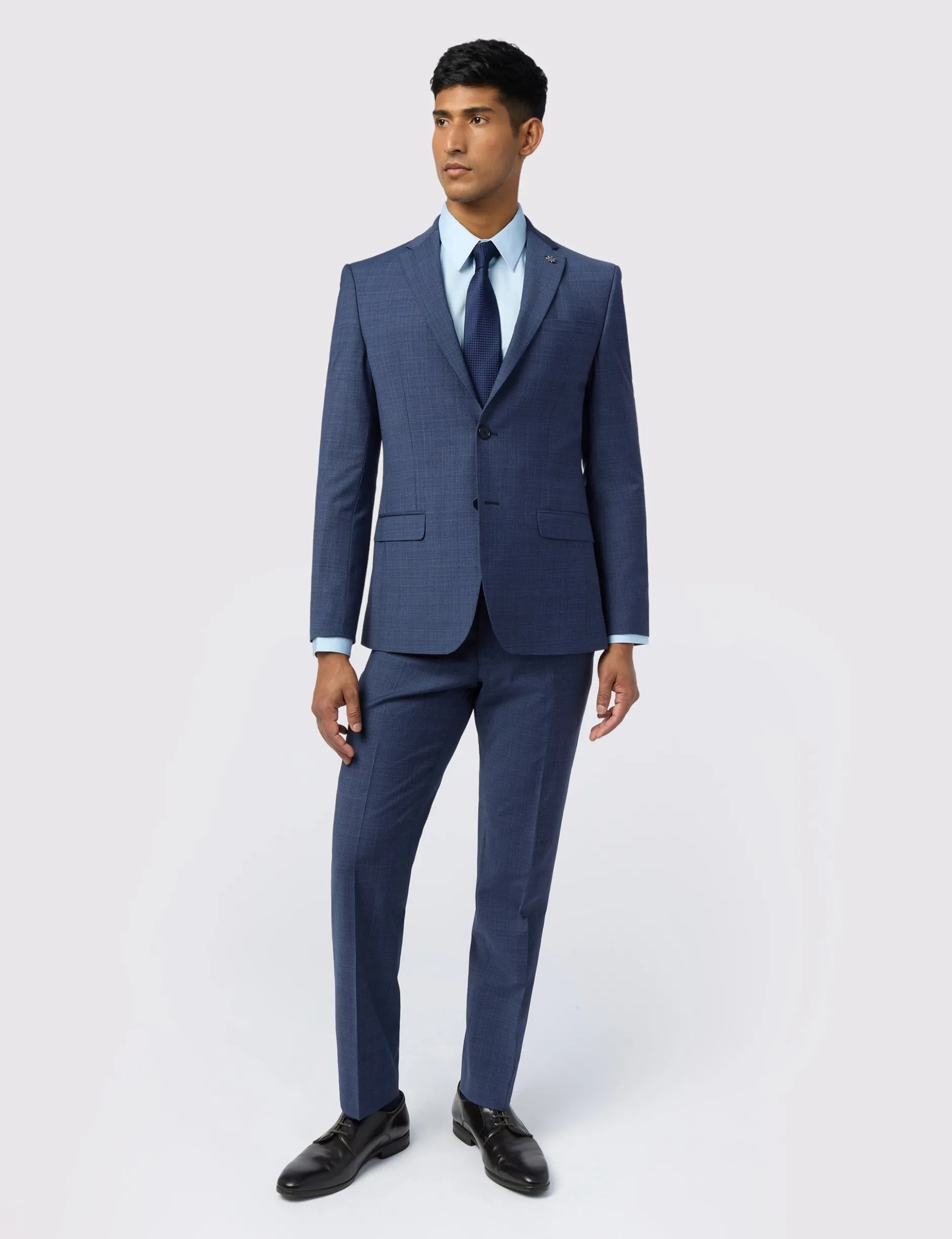 Anzugjacke mit Mikro-Karo-Performance-Slim-Fit-Optik
