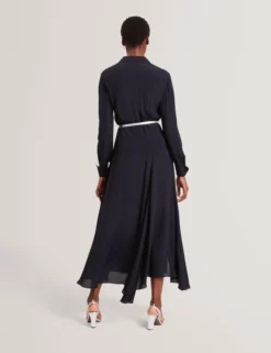 Asymmetrisches Crêpe-Midi-Hemdkleid