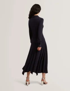 Asymmetrisches Jersey-Midi-Hemdkleid