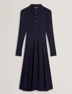 Asymmetrisches Jersey-Midi-Hemdkleid