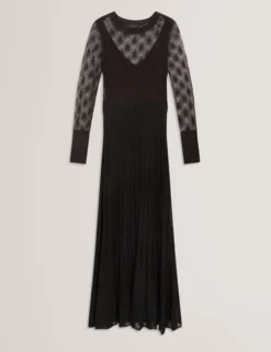 Asymmetrisches Midikleid aus Pointelle-Strick