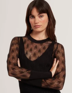 Asymmetrisches Midikleid aus Pointelle-Strick