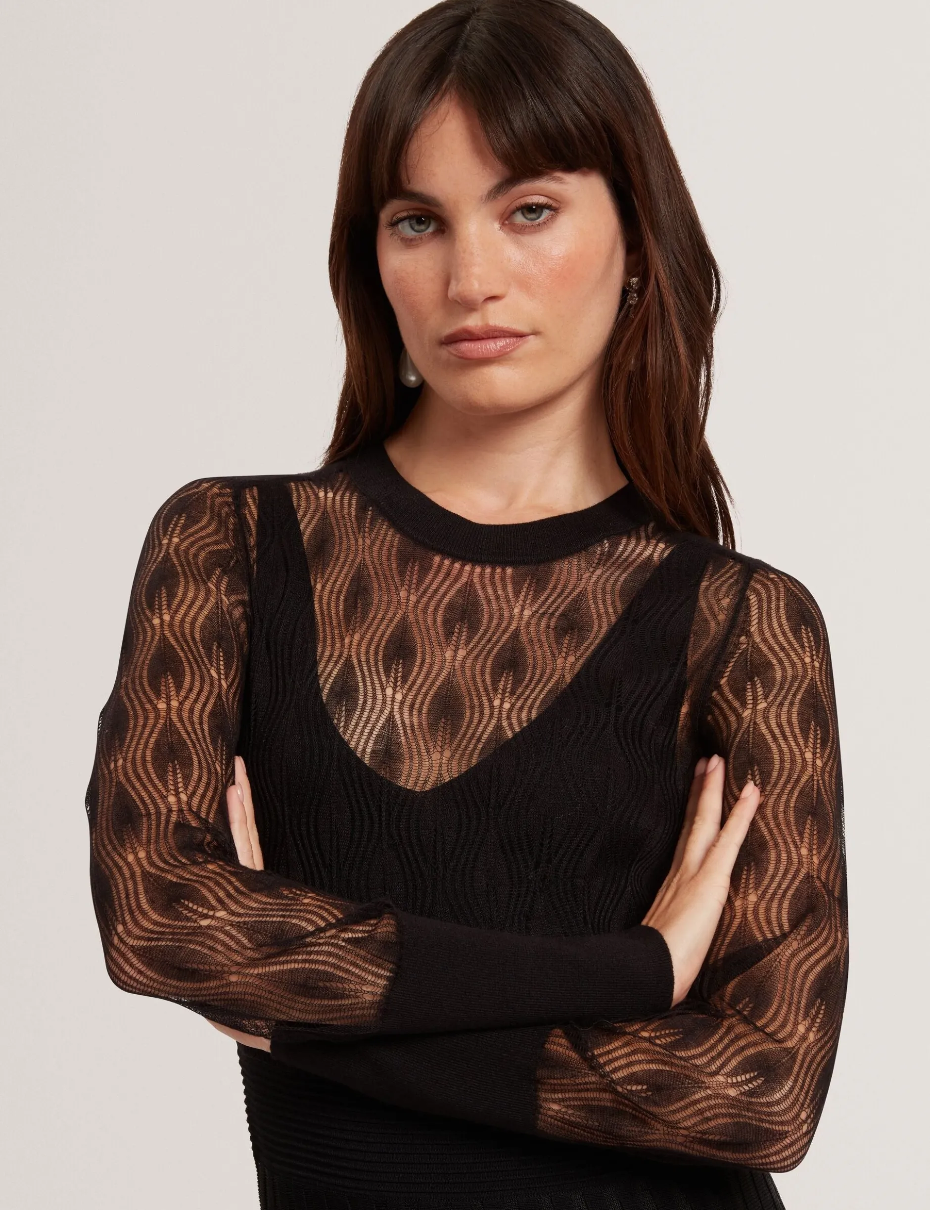 Asymmetrisches Midikleid aus Pointelle-Strick