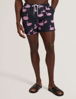Badehose mit Flamingo-Print und Kordelzug