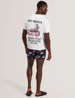 Badehose mit Flamingo-Print und Kordelzug