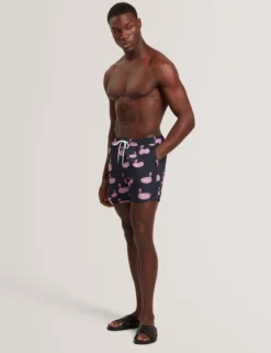 Badehose mit Flamingo-Print und Kordelzug