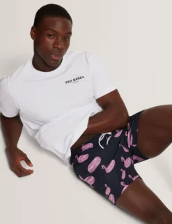 Badehose mit Flamingo-Print und Kordelzug