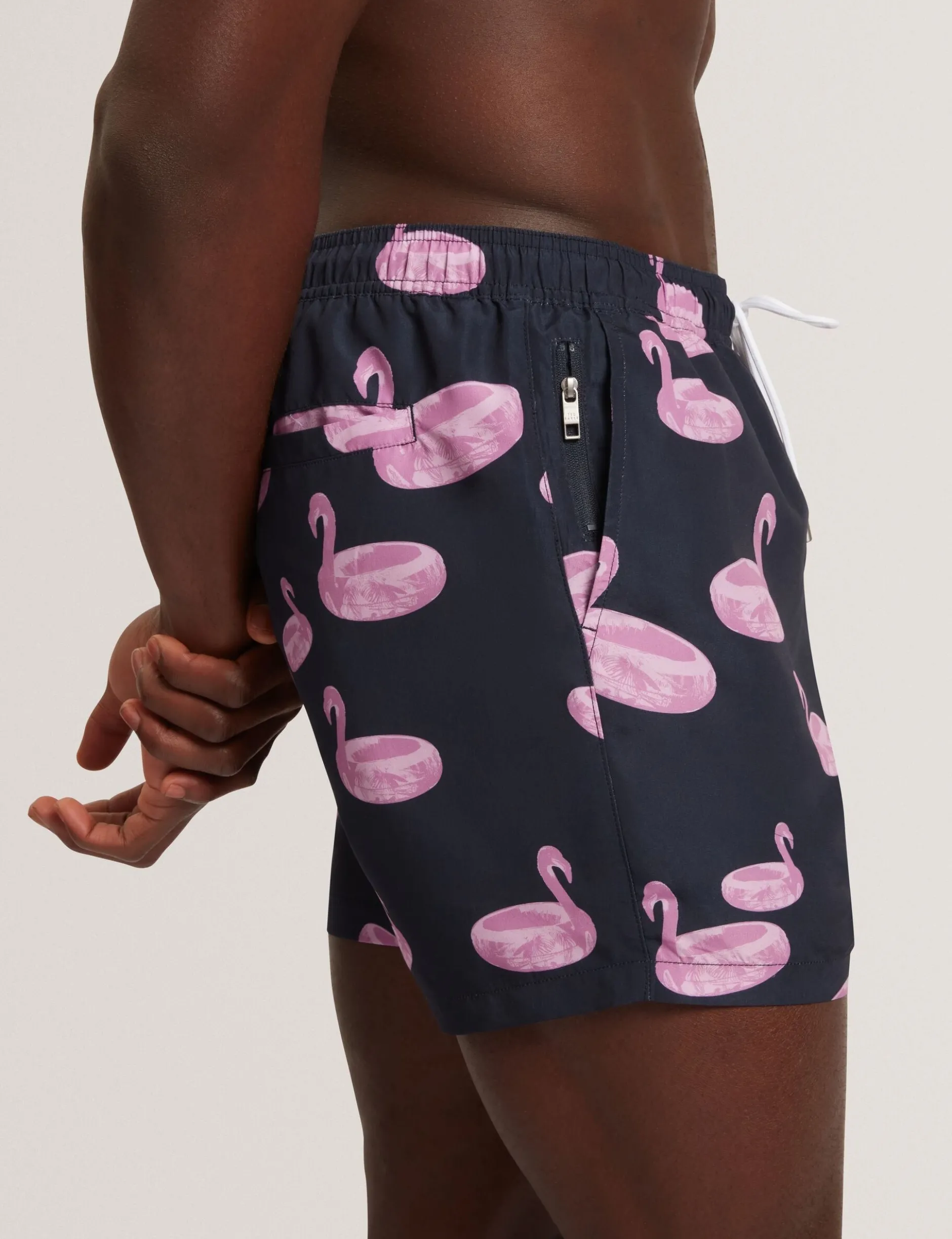Badehose mit Flamingo-Print und Kordelzug