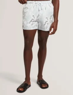 Badeshorts mit Palmenmuster, mittellang