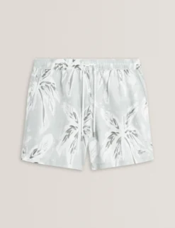 Badeshorts mit Palmenmuster, mittellang