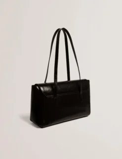Baguette-Tasche aus geknittertem Leder mit Drehverschluss