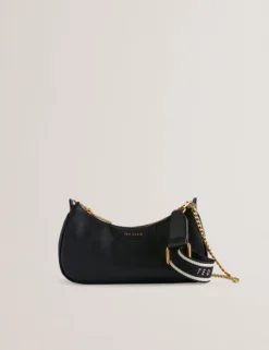 Baguette-Tasche aus Leder mit Gurtband