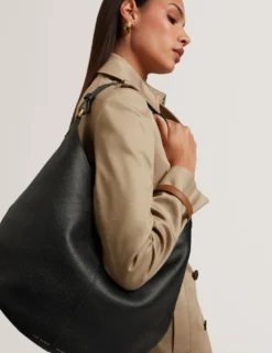 Bar Detail Slouchy Leder Hobo Bag