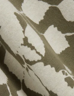 Baumwoll-Feinstrick-T-Shirt mit Blätterprint