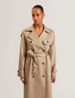 Baumwoll-Midi-Trenchcoat mit Gürtel