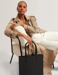 Baumwoll-Midi-Trenchcoat mit Gürtel