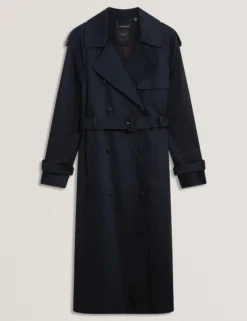 Baumwoll-Midi-Trenchcoat mit Gürtel