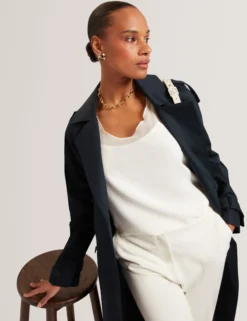 Baumwoll-Midi-Trenchcoat mit Gürtel