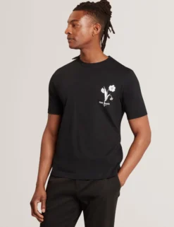 Baumwoll-T-Shirt mit Blumenlogo