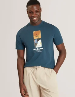 Baumwoll-T-Shirt mit doppeltem Blumenmuster
