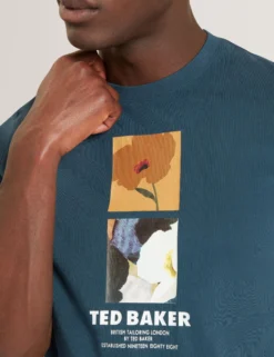 Baumwoll-T-Shirt mit doppeltem Blumenmuster