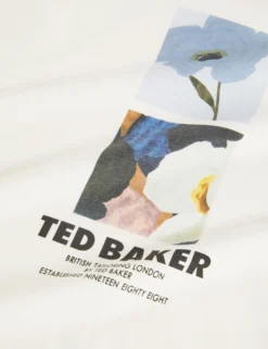 Baumwoll-T-Shirt mit doppeltem Blumenmuster