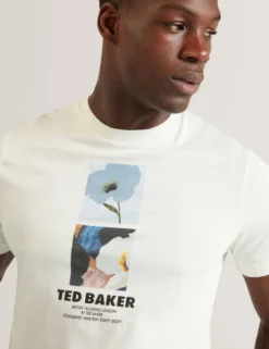 Baumwoll-T-Shirt mit doppeltem Blumenmuster