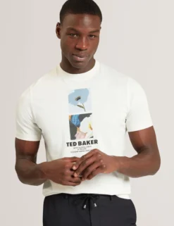 Baumwoll-T-Shirt mit doppeltem Blumenmuster