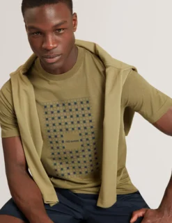Baumwoll-T-Shirt mit Fliesenmuster und Rundhalsausschnitt