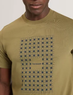 Baumwoll-T-Shirt mit Fliesenmuster und Rundhalsausschnitt