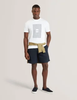 Baumwoll-T-Shirt mit Fliesenmuster und Rundhalsausschnitt