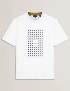 Baumwoll-T-Shirt mit Fliesenmuster und Rundhalsausschnitt