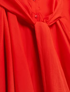 Baumwoll-Wickelkleid mit Cut-Outs, Midi-Länge, Hemdbluse