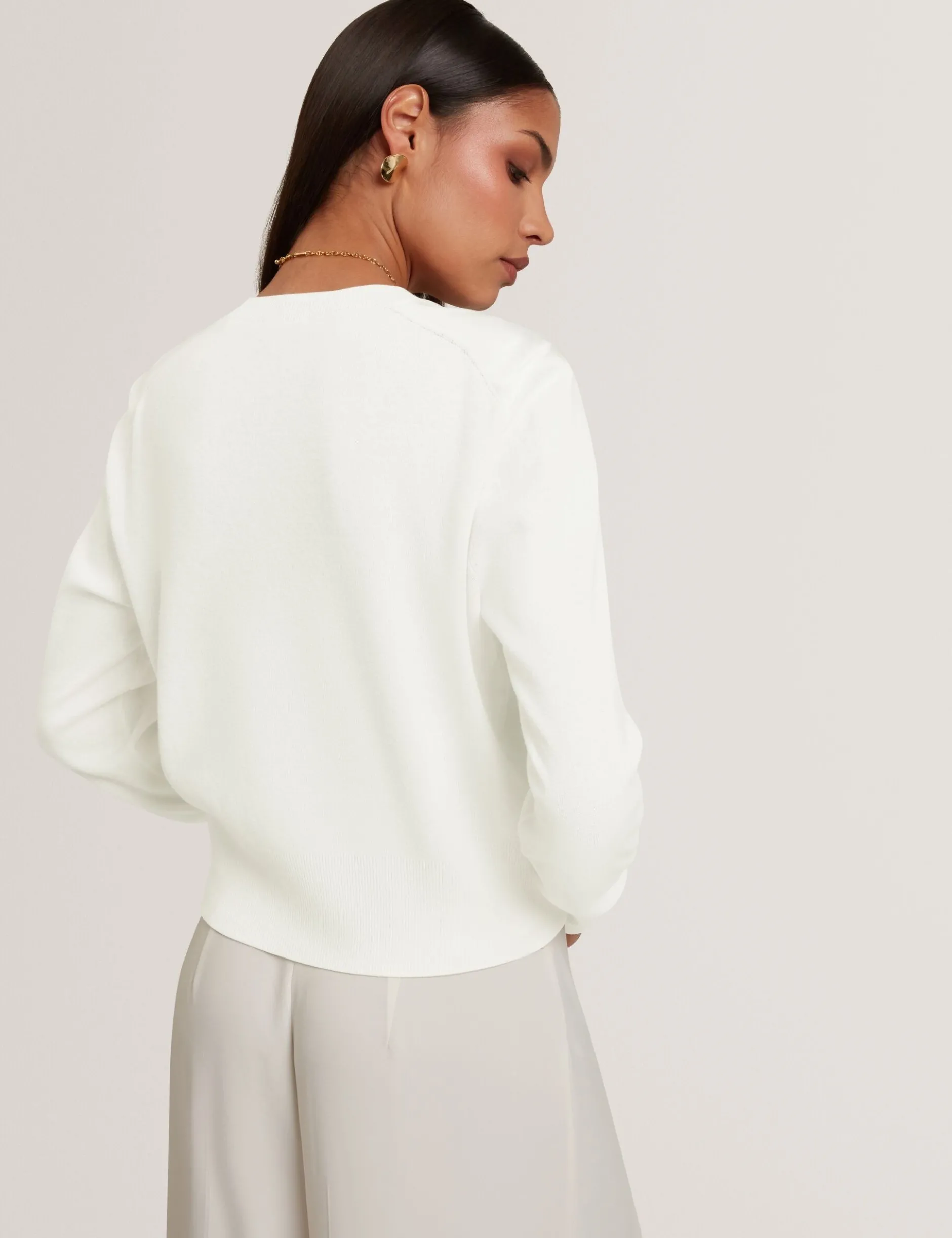 Bedruckte Strickjacke mit gewebter Vorderseite