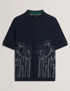Besticktes Hemd aus reiner Baumwolle mit Blumenmuster