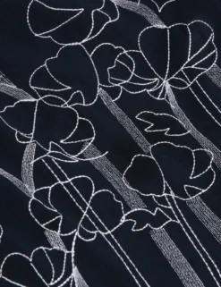 Besticktes Hemd aus reiner Baumwolle mit Blumenmuster