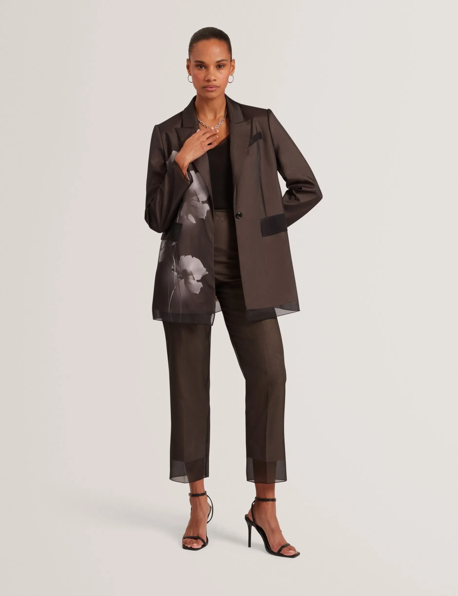 Blazer mit floralem Organza-Überzug