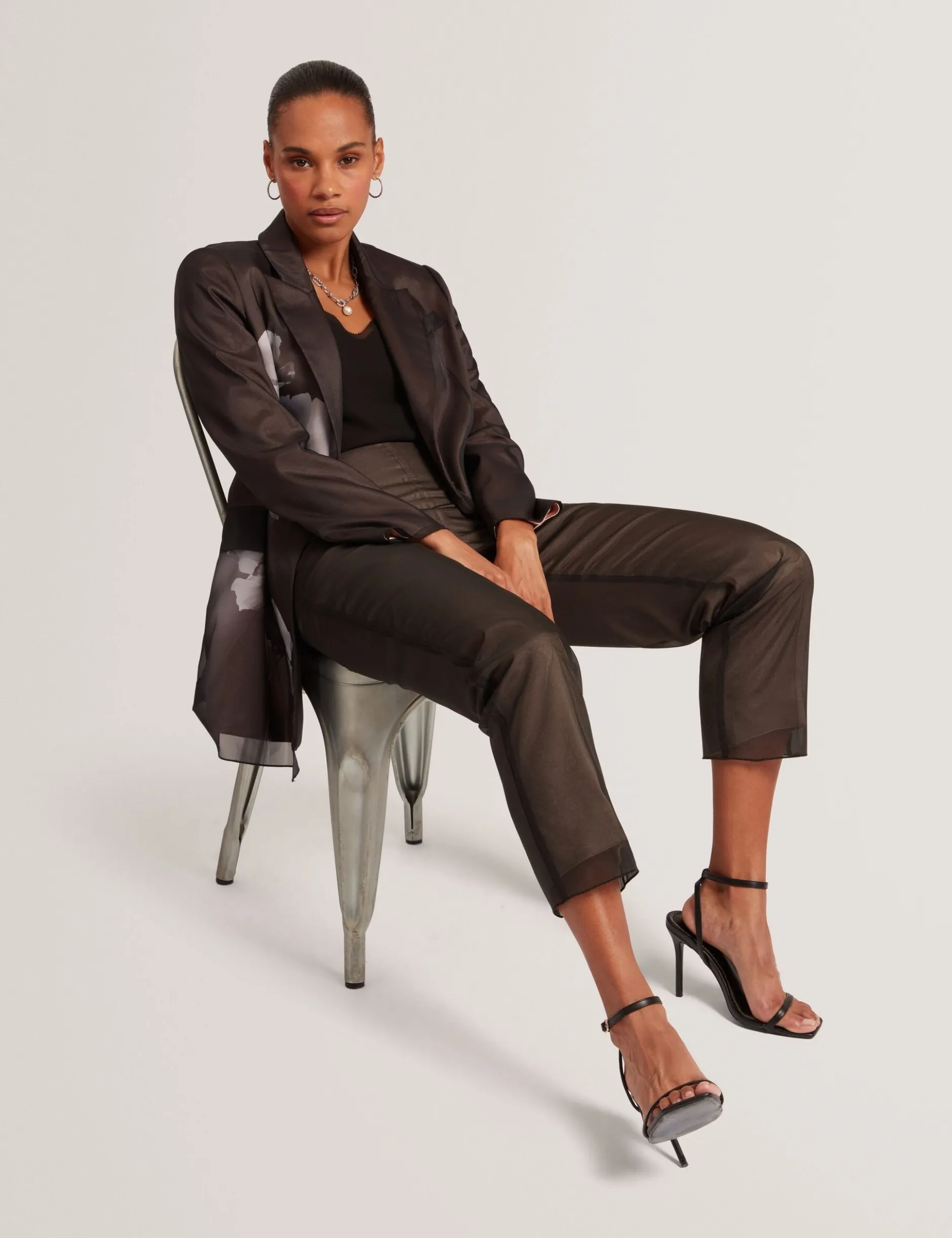 Blazer mit floralem Organza-Überzug