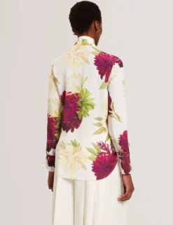 Bluse mit bedrucktem Schalkragen und langen Ärmeln