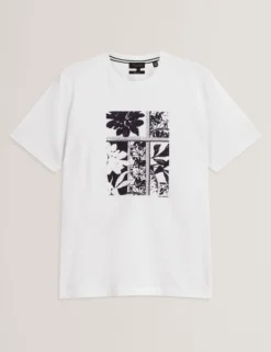 Botanisches Grafik-T-Shirt mit Rundhalsausschnitt
