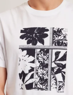 Botanisches Grafik-T-Shirt mit Rundhalsausschnitt