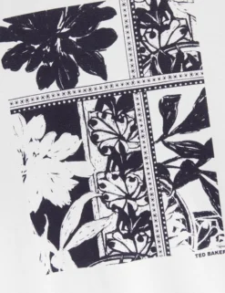 Botanisches Grafik-T-Shirt mit Rundhalsausschnitt