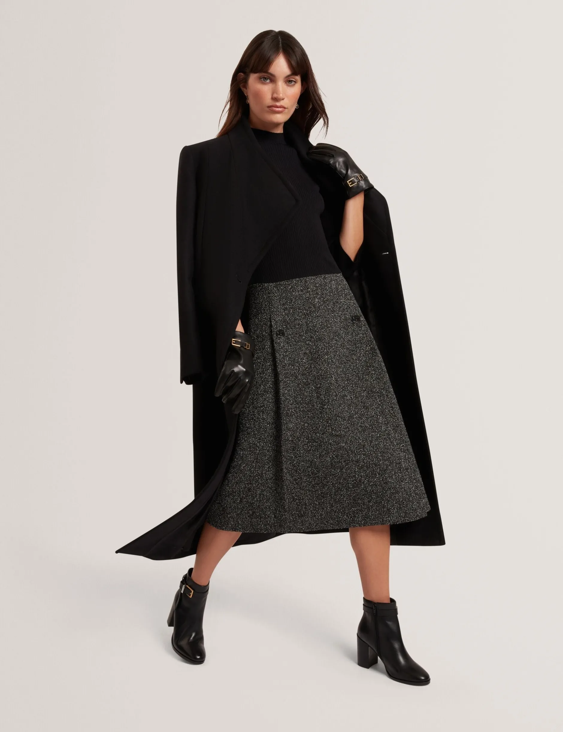 Bouclé-Midikleid mit Illusionseffekt und Stricktop