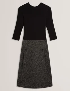 Bouclé-Midikleid mit Illusionseffekt und Stricktop