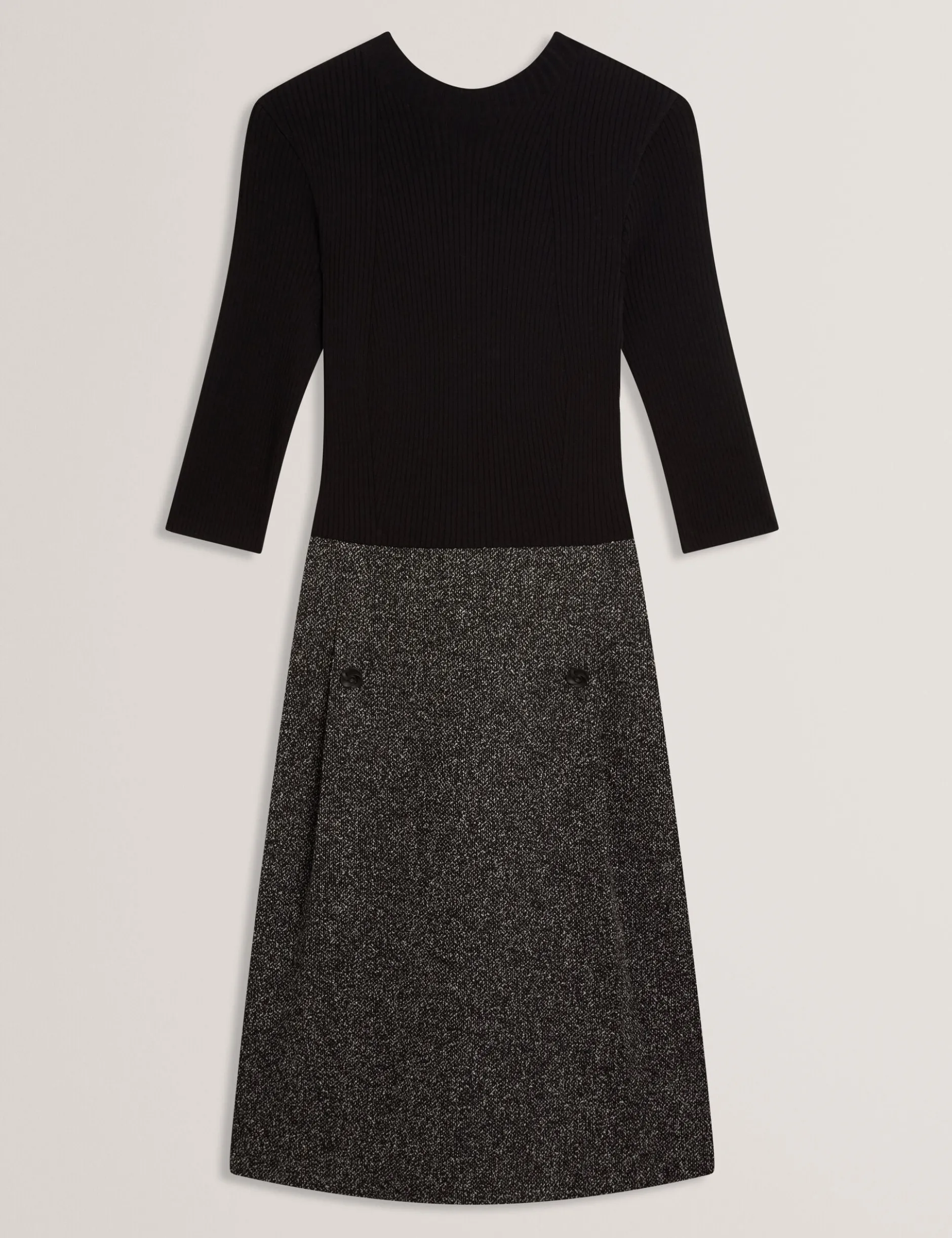 Bouclé-Midikleid mit Illusionseffekt und Stricktop