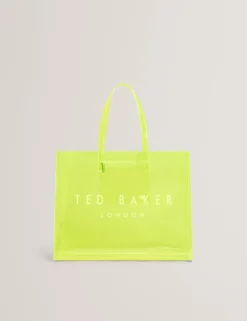 Breite Tragetasche mit Neon-Symbol aus durchsichtigem Vinyl