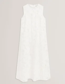 Burnout-Midi-Kleid mit Blumenmuster und tiefer Taille
