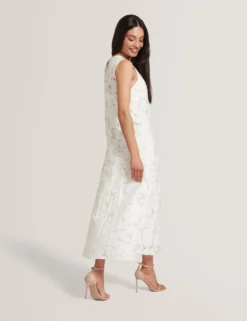 Burnout-Midi-Kleid mit Blumenmuster und tiefer Taille